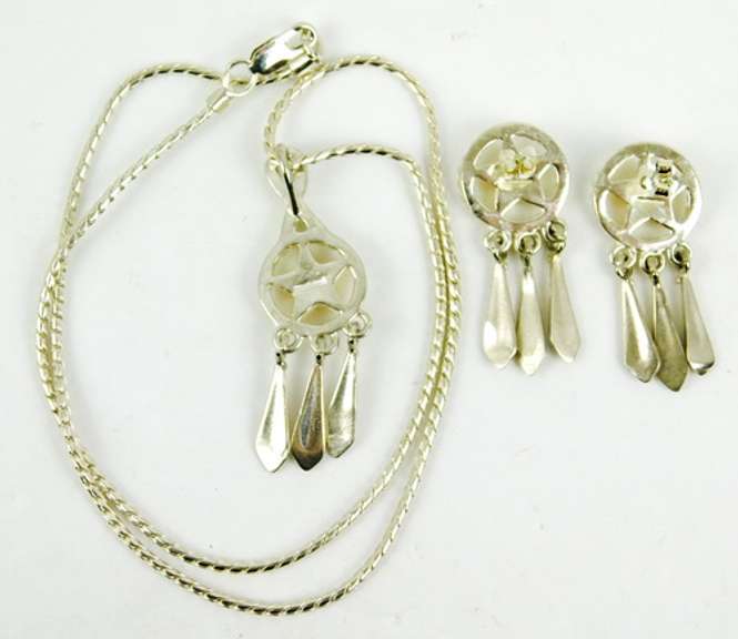 Vintage Crumrine Sterling Necklace & Earrings