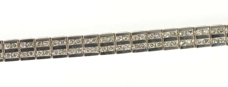 14K White Gold 2.62 Ctw Diamond Channel Squared Tennis Bracelet