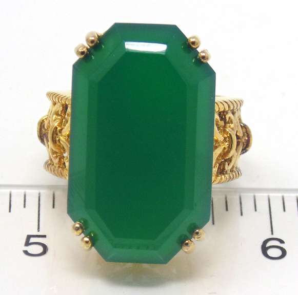 Sterling Silver Green Gemstone Ring