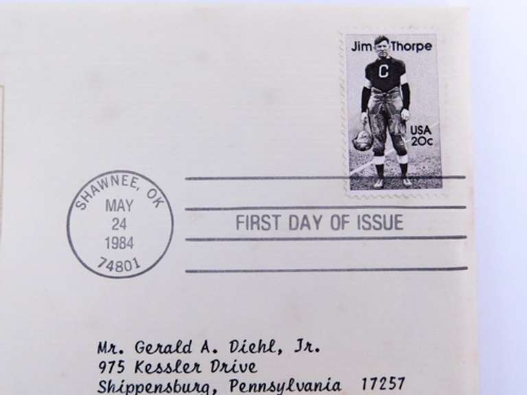 1984 Jim Thorpe 1st Day Cover & 22KT Gold Stamp