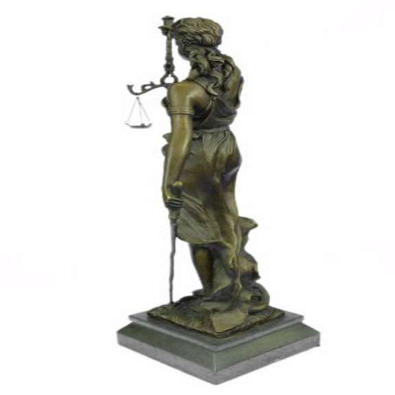 Lady Blind Justice Bronze Statue with Marble Base Sculpture