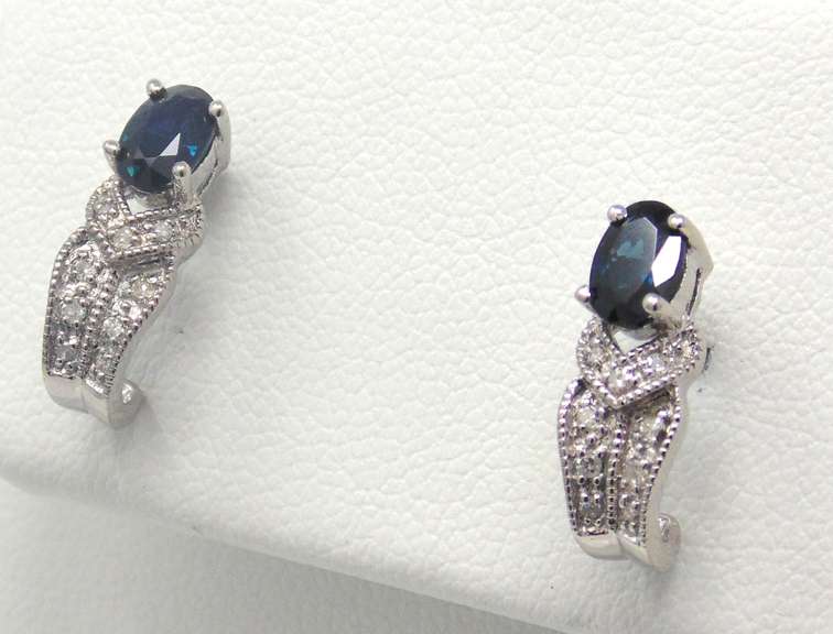 Beautiful Sapphire and Diamond Milgrain Earrings