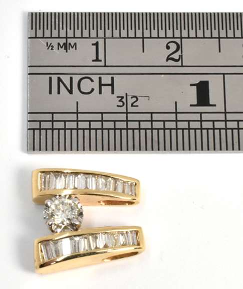 Sparkling Baguette and Round Diamond Pendant