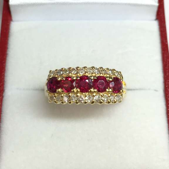 14kt Gold Ruby & Diamond Band Ring