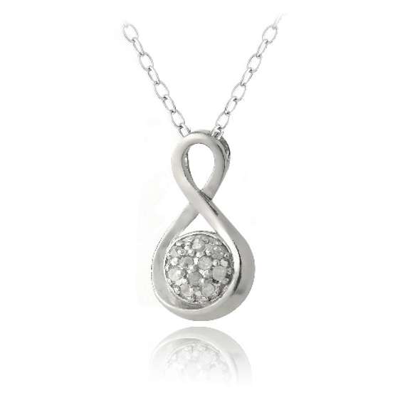 Sterling Silver 1/10ct Diamond Infinity Necklace