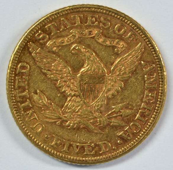 Needle-sharp AU 1893 US $5 Liberty Gold Piece
