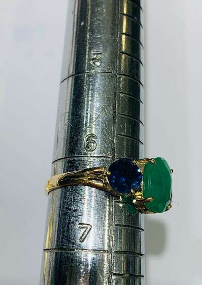 Ruby, Emerald, & Blue Sapphire Ring in 14kt Gold