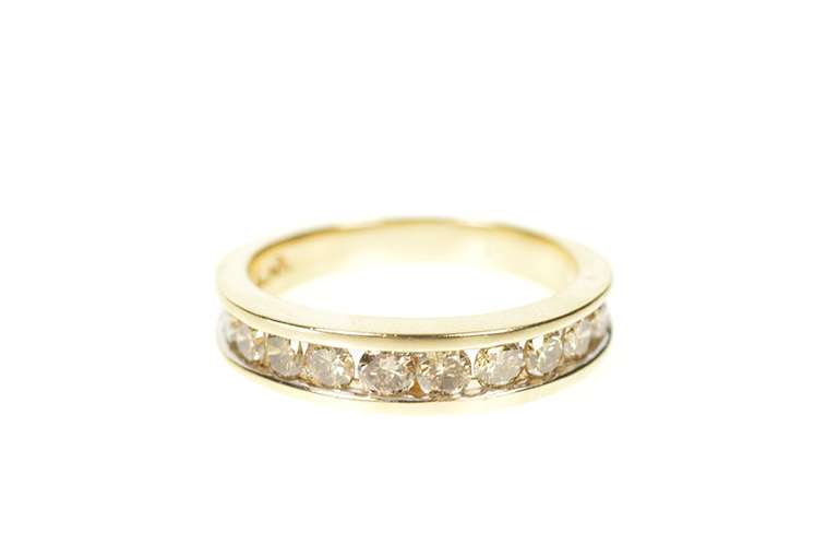 10K Yellow Gold 0.80 Ctw Light Brown Diamond Wedding Band Ring