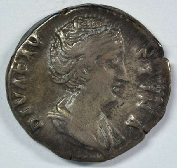 Scarce early Roman Silver Denarius of Faustina I, 141AD