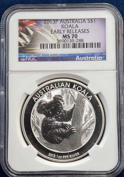 2013 P Australia Koala 1 OZ Silver  ER NGC MS 70