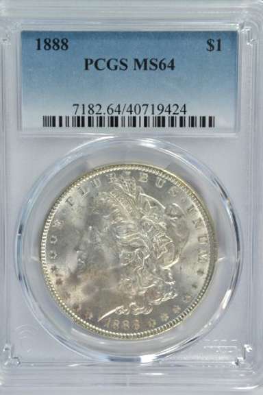 Better near Gem BU 1888 Morgan Silver Dollar. PCGS MS64