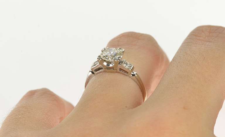 14K White Gold 1.00 Ctw Classic Three Diamond Engagement Ring