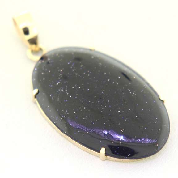 Amazing 18kt Large Oval Goldstone Pendant