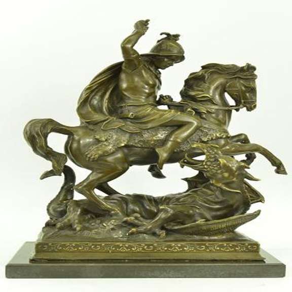 Catholic St. George Dragon Slayer Patron Military Bronze Statue