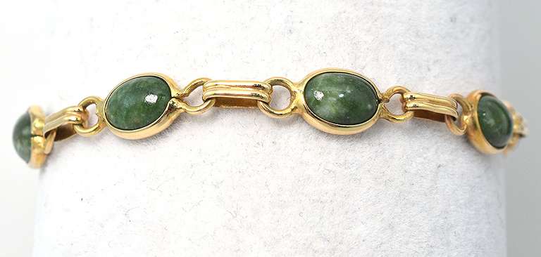 14KT Yellow Gold Jade-Like Bracelet