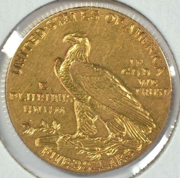 Nice-looking 1908 US $5 Indian Gold Piece