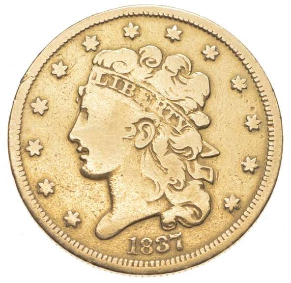 1837 $5.00 Classic Head Gold Half Eagle