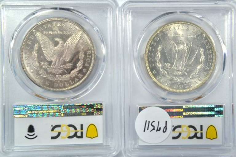 PCGS MS63 1880-S & 1883-O Morgan Silver Dollars