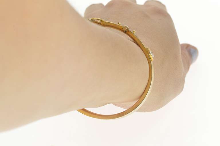14K Yellow Gold Victorian Seed Pearl Belt Buckle Bangle Bracelet