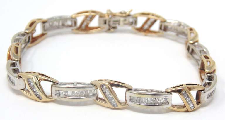 Wonderful 2 Tone Baguette Link Bracelet