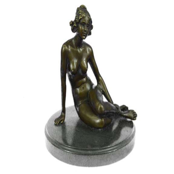 Nude Girl Sitting Bronze Sculpture
