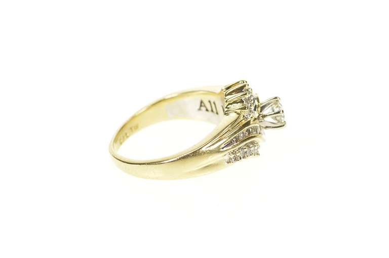 14K Yellow Gold 0.50 Ctw Round Diamond Wavy Engagement Ring