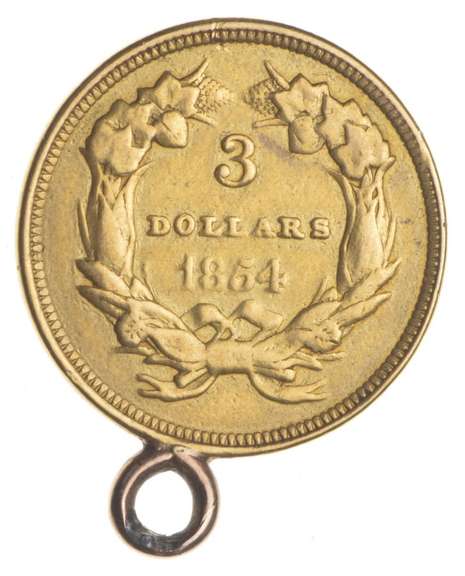 1854 $3.00 Indian Princess Head Gold Three Dollars - Bezel