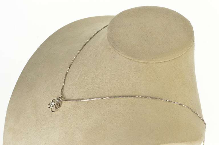 14K White Gold 1/4 Ct Early American Diamond Solitaire Spiral Pendant