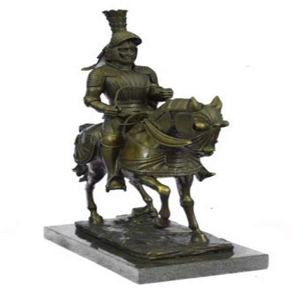 Knight Warrior Bronze Statue on Marble Base Sculpture