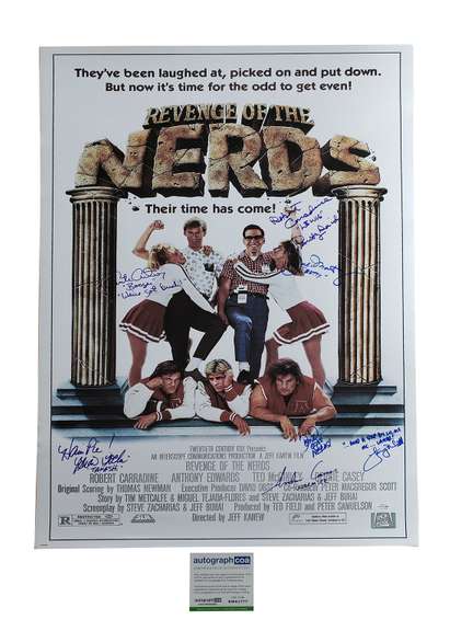 Revenge Of the Nerds Cast Autographed Full Size Poster ACOA WITNESS