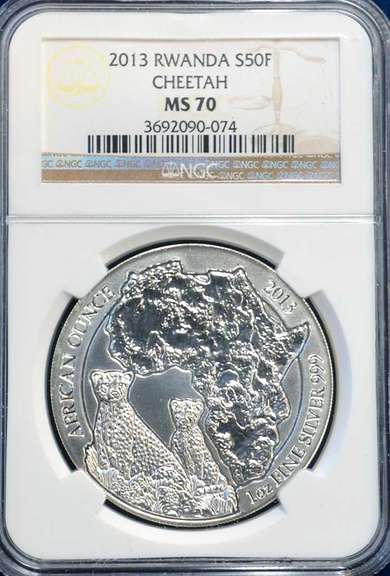 2013 Rwanda S50F Cheetah NGC MS70