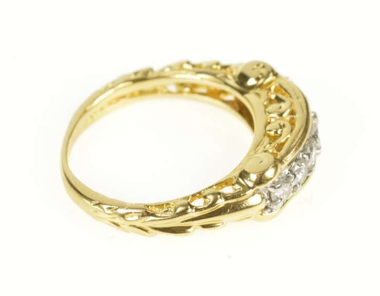 18K Yellow Gold 0.50 Ctw Diamond Ornate Scroll Wedding Band Ring