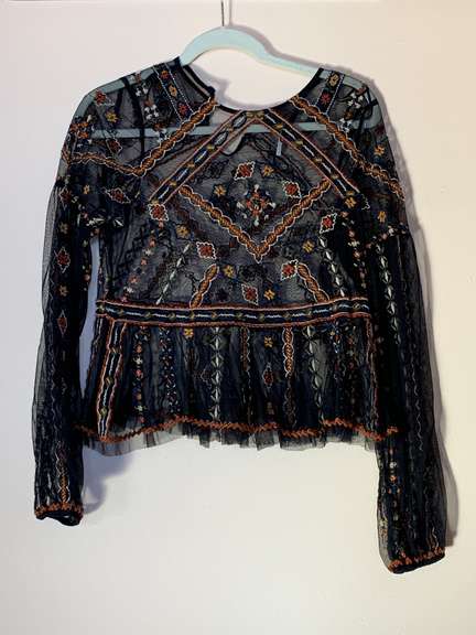 Free People Sheer Long Sleeve Top