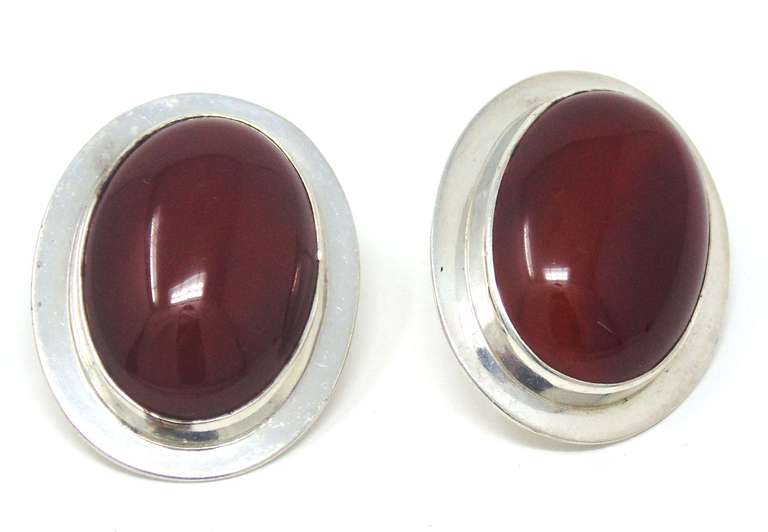 Vintage Sterling Silver Signed Coral Earrings