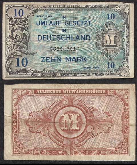 10 Zehn Mark 1944 Deutschland Circulated