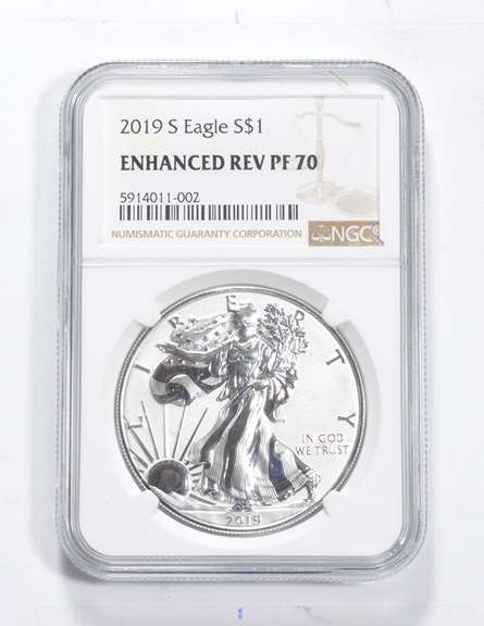 ENHANCED REV PF70 2019-S American Silver Eagle - Graded NGC