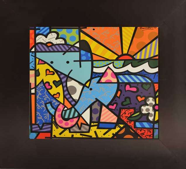 Romero Britto Elephants Framed