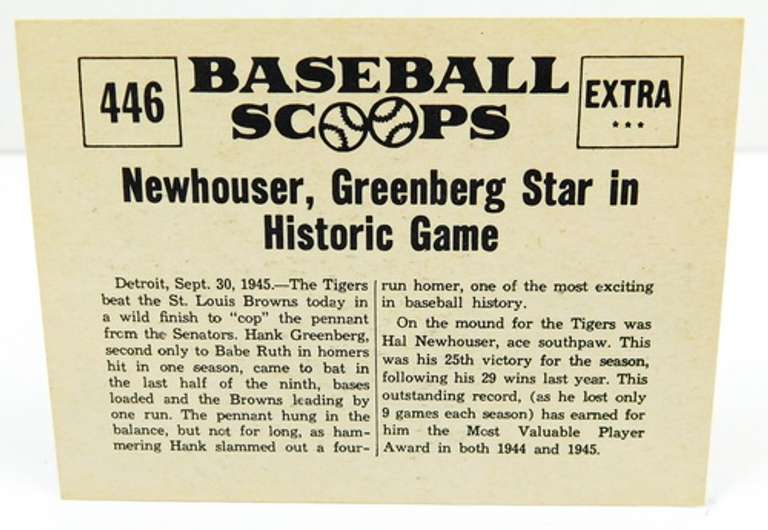 1961 Baseball Scoops Tigers Beat Out Senators