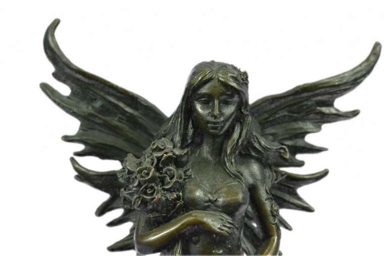 Angel of Love Holding bouquet of roses Bronze Sculpture