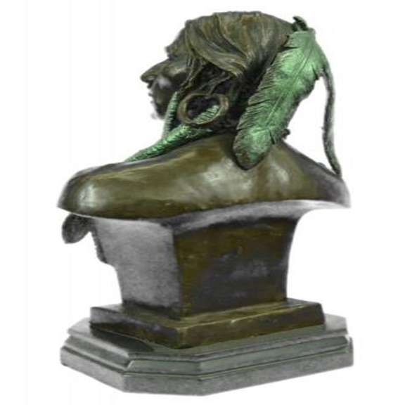 Indian Native American Chief Eagle Bust Bronze Statue