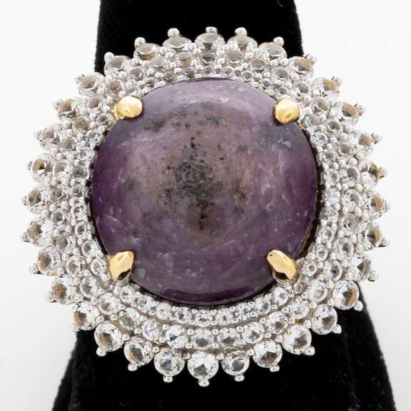 Fantastic Massive 28.45CTS Star Ruby & Sapphire Vermeil Ring