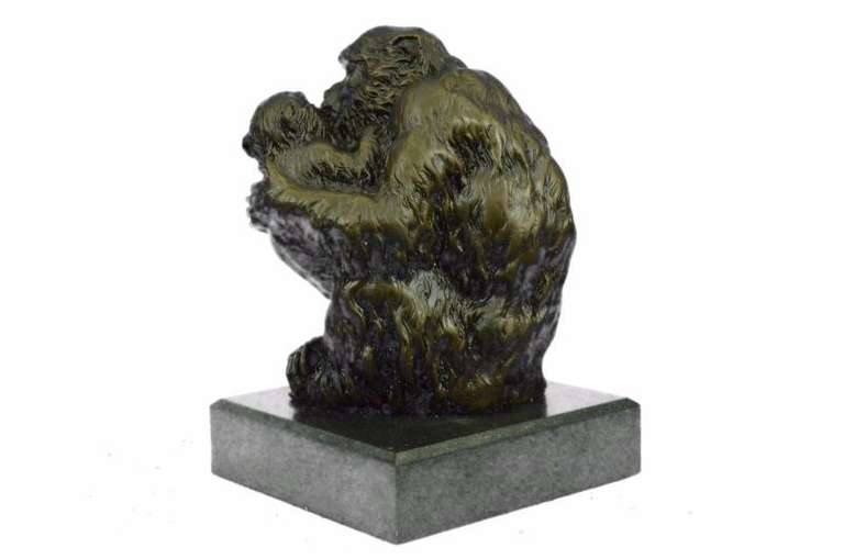 Gorilla with Baby Monkey Animal Bronze Statue