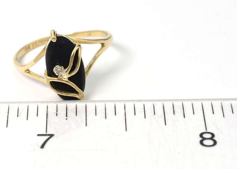 Sweet Onyx & Diamond Ring in Yellow Gold