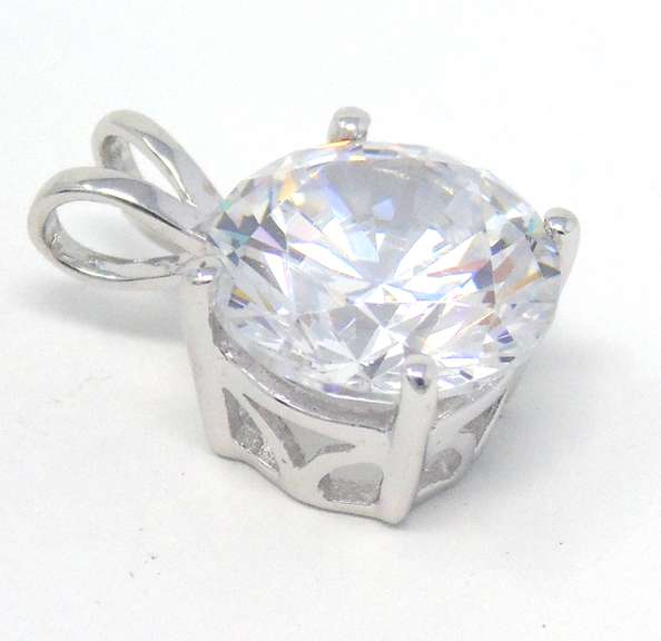 Lovely 14kt WG Cubic Zirconia Solitaire Pendant