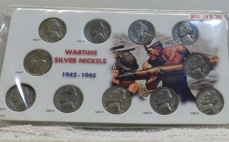1942-45 Silver War Nickel Jefferson Set.  Complete set.