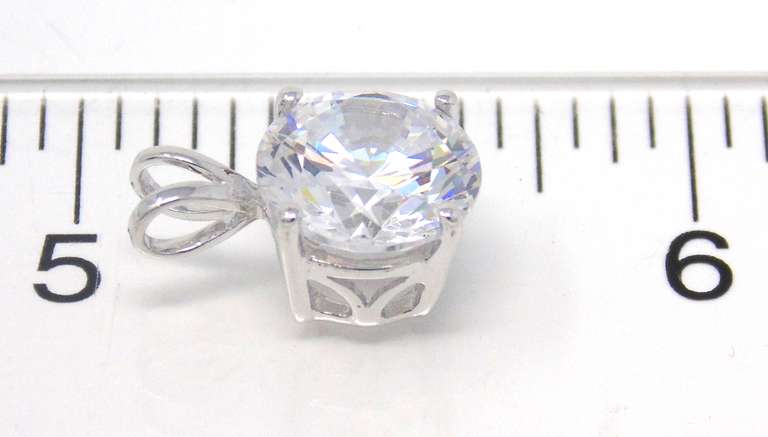 Lovely 14kt WG Cubic Zirconia Solitaire Pendant