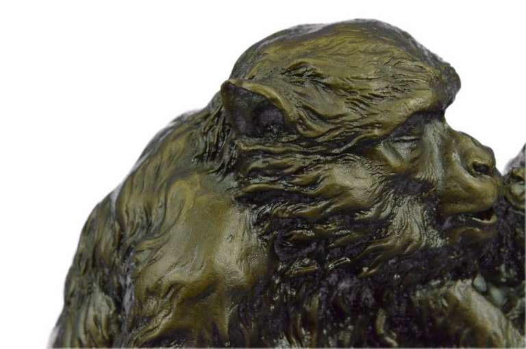 Gorilla with Baby Monkey Animal Bronze Statue