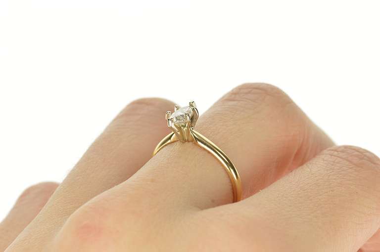 14K Yellow Gold 0.59 Ct Marquise Diamond Solitaire Engagement Ring