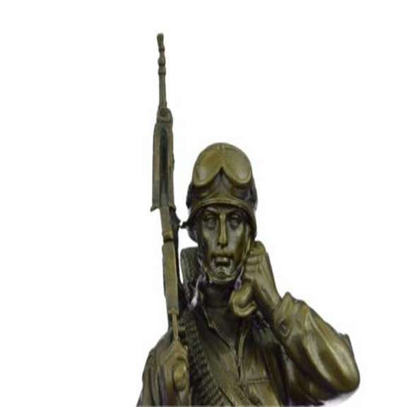 American Soldier Bronze Sculpture on Marble Base Figure