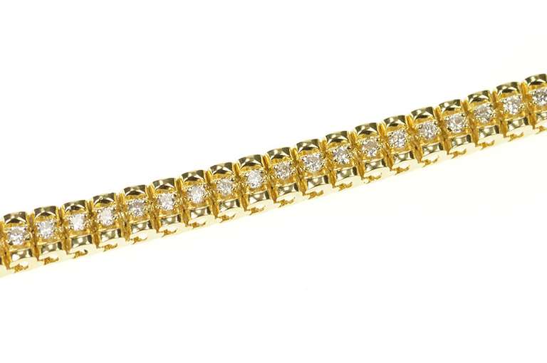 14K Yellow Gold 1.55 Ctw Classic Simple Diamond Tennis Bracelet